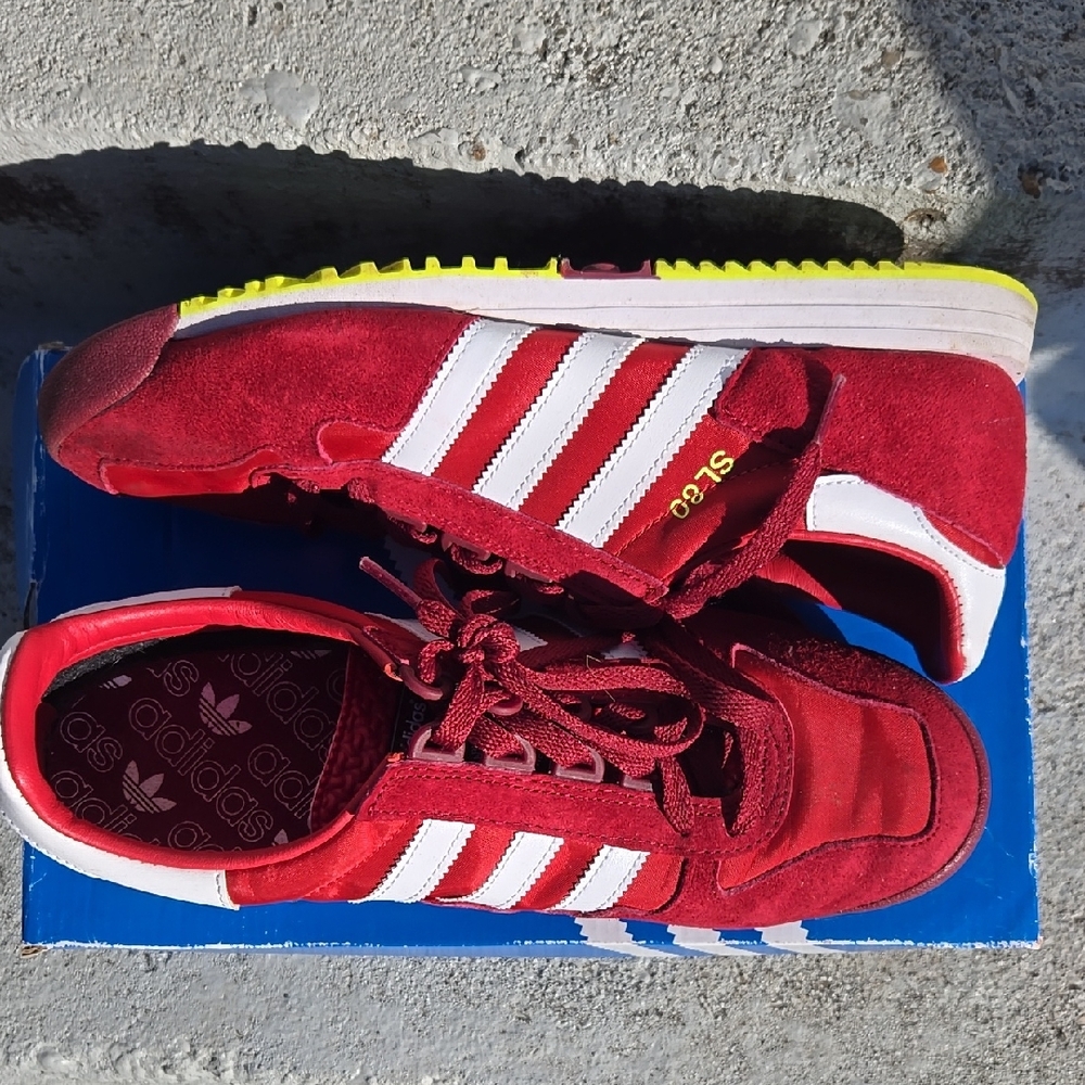 Adidas Red and White Sneakers